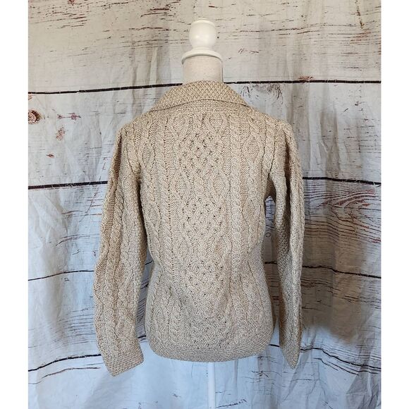 Aran Sweater Market Irish Merino Wool Button Front Cardigan Size Small - Picture 2 of 5